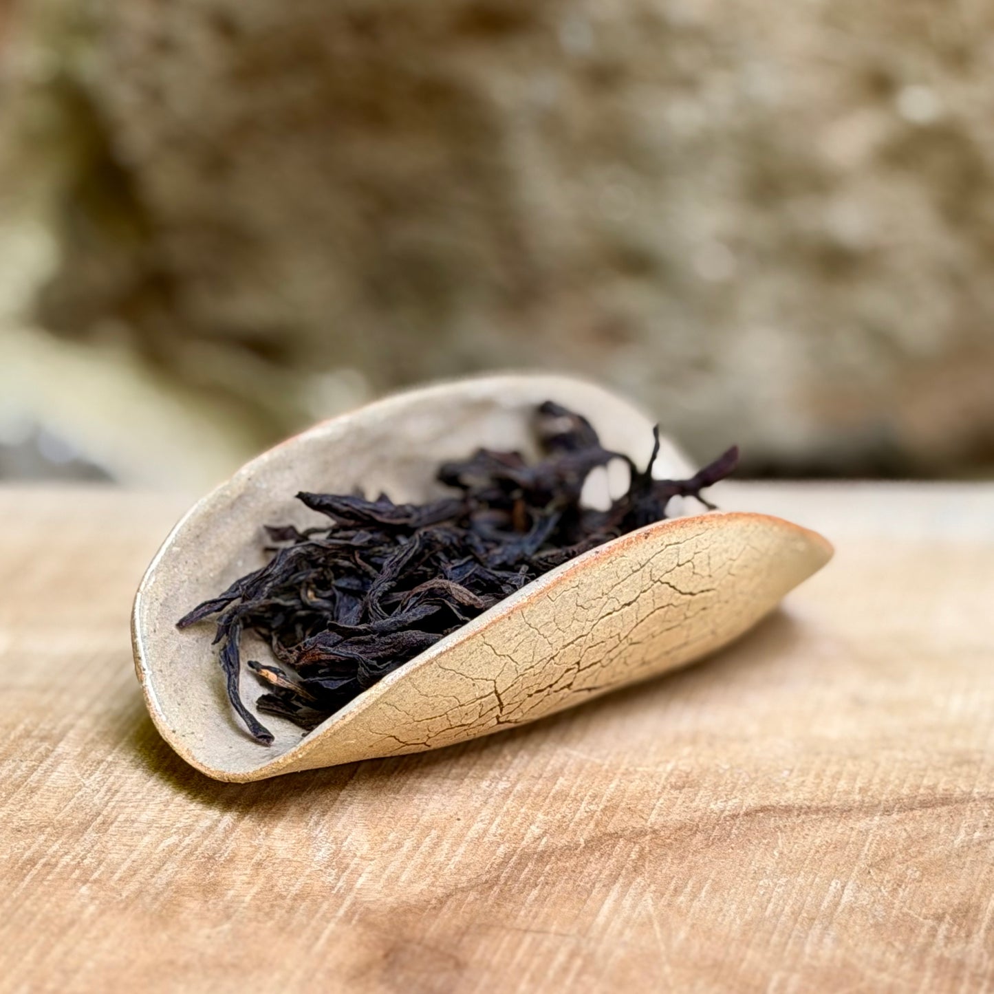Large bark textured Tea scoop