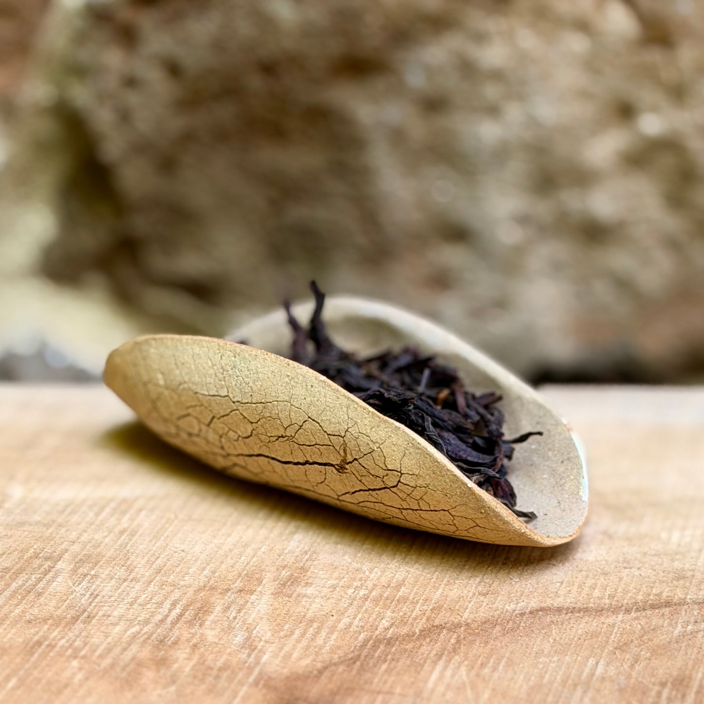 Large bark textured Tea scoop