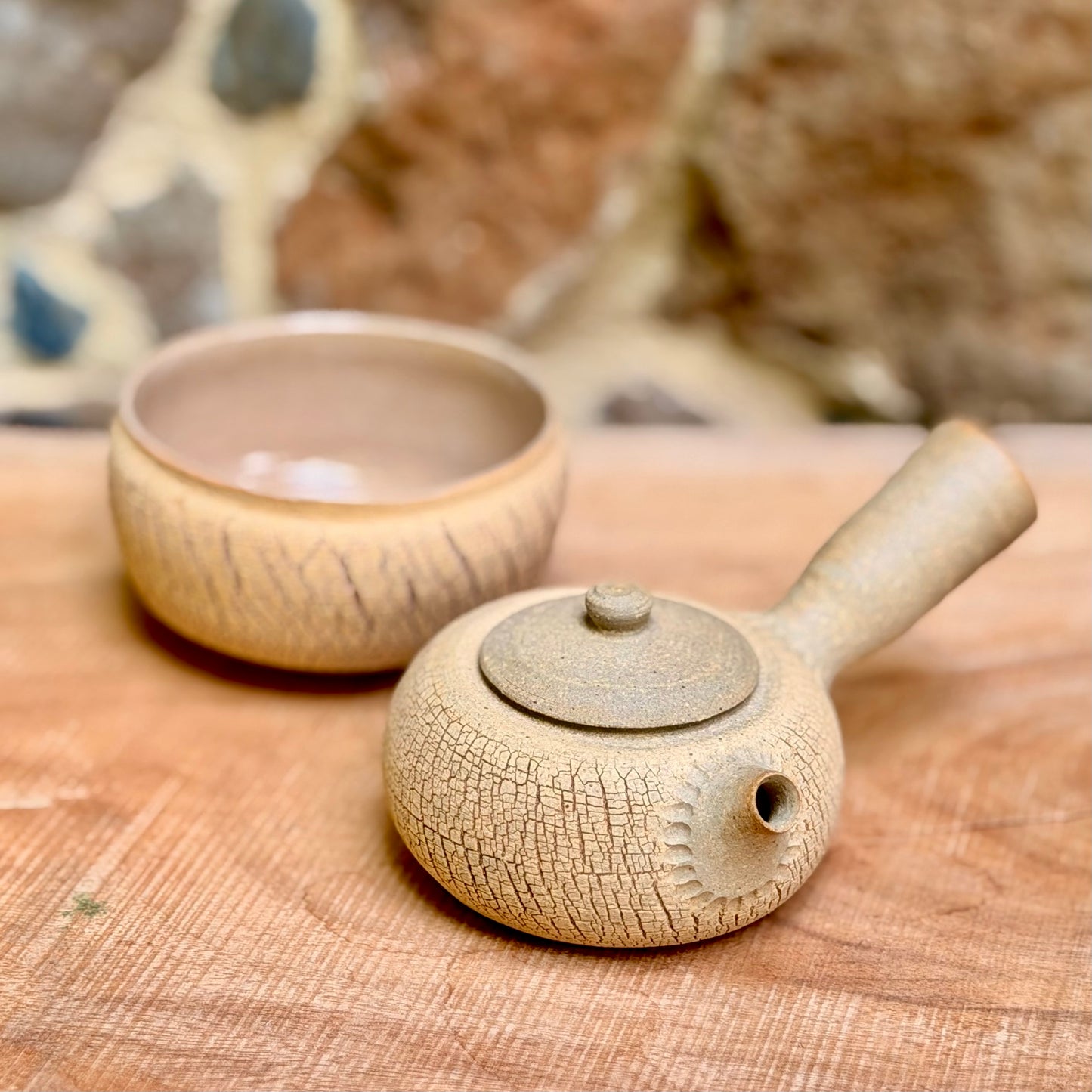 Mini set bark texture side-handle & bowl