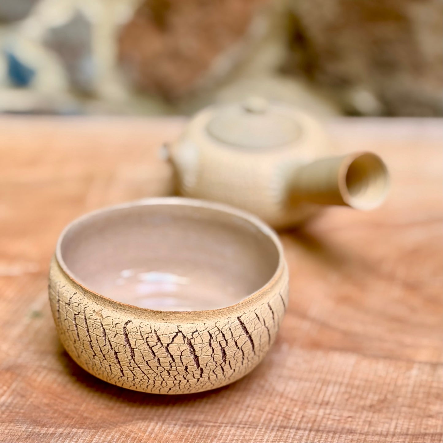 Mini set bark texture side-handle & bowl